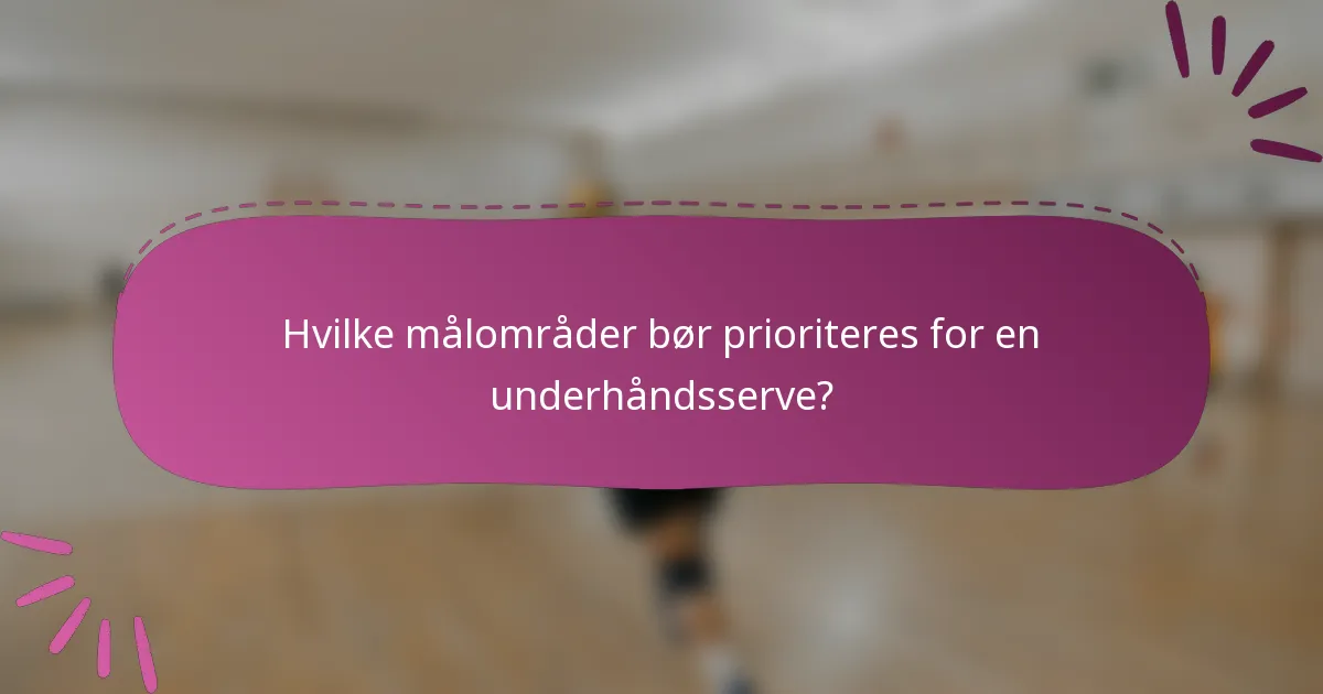 Hvilke målområder bør prioriteres for en underhåndsserve?